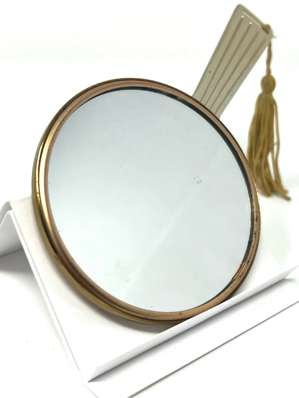 Vintage Mid-Century Pocket Purse Mirror with Retractable Handle